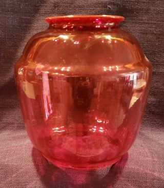 Vintage Victorian Ribbed Cranberry Ruby Red Glass Lamp Shade Globe Gwtw Banquet