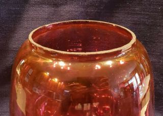 Vintage Victorian Ribbed Cranberry Ruby Red Glass Lamp Shade Globe GWTW Banquet 3
