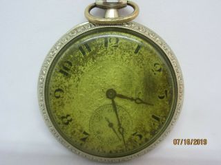 Vintage Hamilton 17 Jewel Pocket Watch Open Face Silver Nickel Case