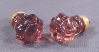 Antique Victorian Lilac Glass Cabinet Chest Dresser Drawer Handle Pull Knob Pair 3
