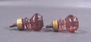 Antique Victorian Lilac Glass Cabinet Chest Dresser Drawer Handle Pull Knob Pair 4