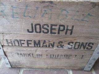 Vintage Joseph Hoffman Sons Seltzer 6 Bottle Wood Crate Franklin Sq Long Island 4