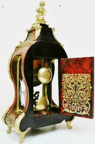 Antique 19thC French 8 Day Striking Red Shell & Brass Inlaid Boulle Mantel Clock 11