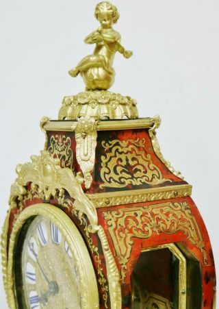 Antique 19thC French 8 Day Striking Red Shell & Brass Inlaid Boulle Mantel Clock 7