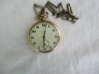 Vintage Hallmark Wind Up 21 Jewel Pocket Watch For Repair Or Parts