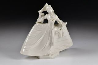 19th Century Nymphenburg Blanc De Chine Porcelain Figure Lady With Fan