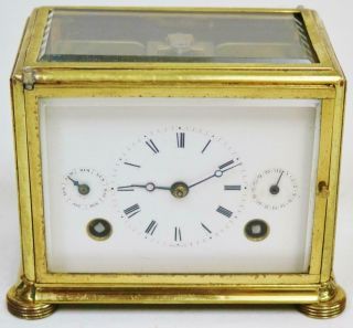 Rare Antique French 8 Day Striking Moser Carriage Clock With Day,  Date Calendar