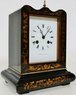 Antique French 8 Day Embossed Bronze Mantel Clock Ornate Designed Cube Clock