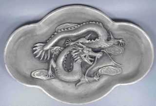 Old Collectable Handwork Miao Silver Carve Tibet Dragon Exorcism Souvenir Plates