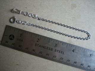 Vintage Unique S/Silver Pocket Watch Chain 9 in.  Long 2