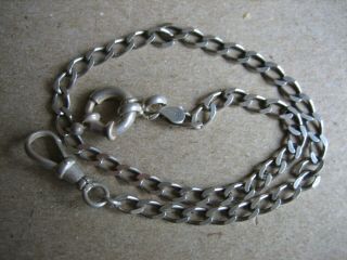 Vintage Unique S/silver Pocket Watch Chain 11.  1/2 In.  Long