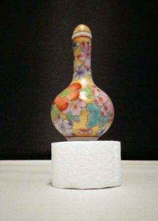 Chinese Snuff Bottle - Vintage Multi - Colored Painted Porcelain