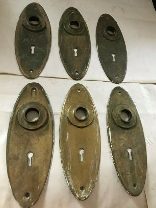 6 Old Mission Arts Craft Craftsman Deco Brass Oval Door Knob Back Plate Hardware