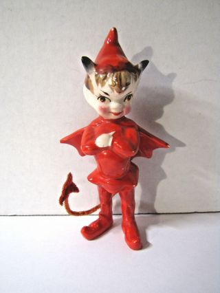Vtg 1955 Kreiss Red Devil With Cape Ceramic Figurine Halloween Rare
