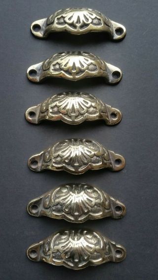 6 Apothecary Drawer Bin Pull Handles Polished Ant.  Victorian Style 3 9/16 " A2