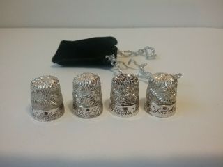 Rare Antique Elsa Williams School Of Needle Art Sterling Silver Thimbles