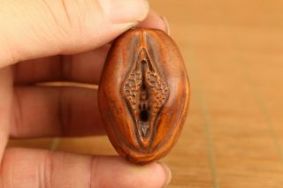 Chinese Old Boxwood Hand Carved Door Of Life Statue Netsuke Pendant Collectable