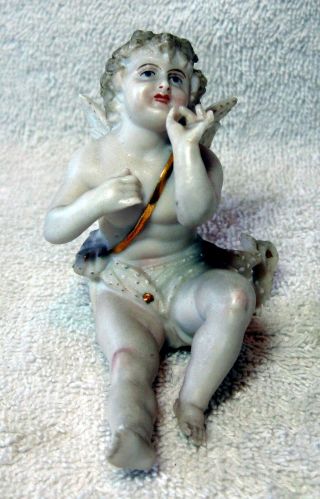 A Antique German Bisque Porcelain Lace Figurine and a Cherub Putti 7