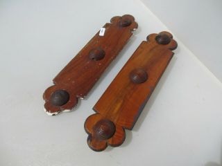 Victorian Wooden Finger Plates Push Door Handles Architectural Antique Old Pair