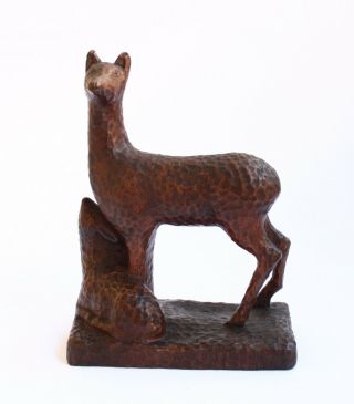 Vintage Wood Hand Carved Figurine the Deer 2