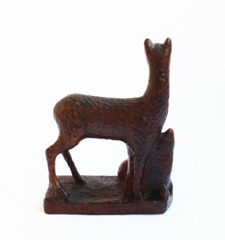 Vintage Wood Hand Carved Figurine the Deer 4