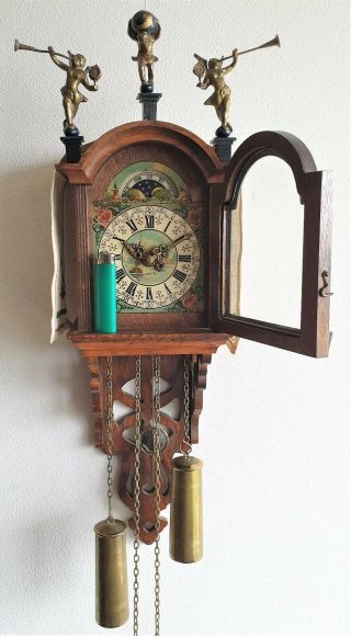 Warmink Wall Clock Dutch Vintage Schippertje Ship Clock Bell Strike Moonphase 3