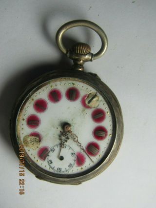 Antique.  800 Silver Pocket Watch For Parts/repair 3