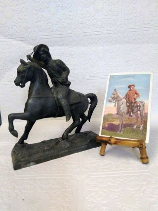 1893 - 1901 Wild West Buffalo Bill Cody Horse Cast Statue/post Card