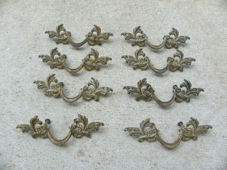6 Vintage French Provincial Drawer Handles,  Cabinet Door,  Buffet,  White & Gold