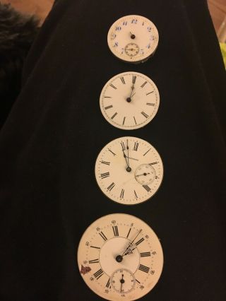 4 Vintage Pocket Watch Dials And Movements 011229