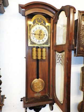Rarely Art Nouveau Sezession 3 Weight Wall Clock Grand Sonnerie Striking