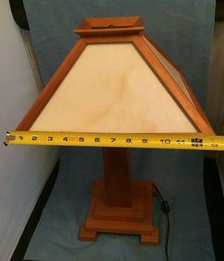 Vintage Arts & Crafts Era Mission Oak Camel Slag Glass Lamp John Haight Studios 8