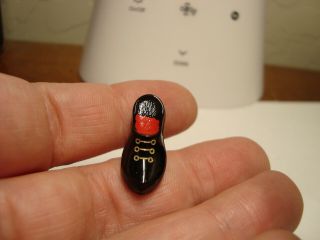 Antique Black Glass Painted Realistic Shoe Button