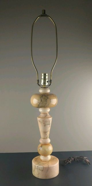 Antique Peach Italian Alabaster Marble Art Deco Table Lamp