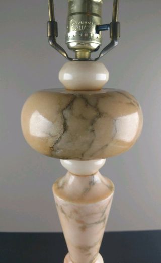 Antique Peach Italian Alabaster Marble Art Deco Table Lamp 3
