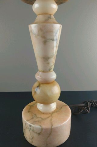 Antique Peach Italian Alabaster Marble Art Deco Table Lamp 4