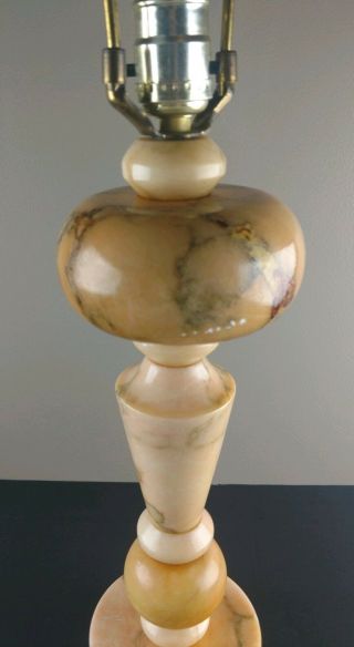 Antique Peach Italian Alabaster Marble Art Deco Table Lamp 5