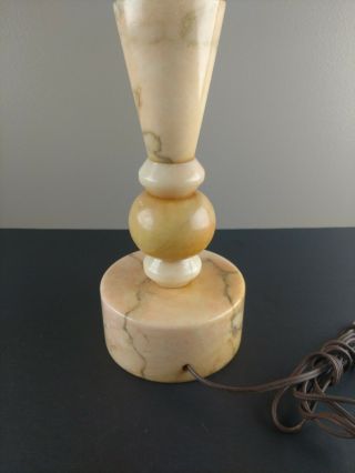 Antique Peach Italian Alabaster Marble Art Deco Table Lamp 6
