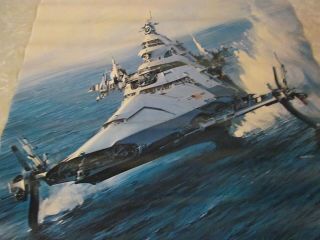 Rare VTG 1970 ' s Navy Recruiting Poster John Berkey Star Wars Hydrofoil 6