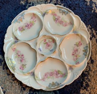 Set Of 3 Antique Theodore Haviland Limoges France Oyster Plates 6 wells 4