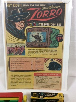 Vintage Walt Disney Lido Zorro Toy Television Viewer & 3 Rolls Of Film With Ad 2