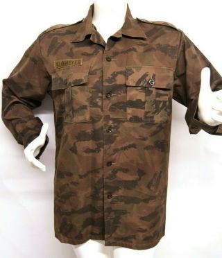 Vtg 80s South African Railway Police Sarp Bush War Camo Uniform Shirt L/xl