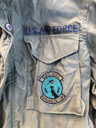 Vintage 80s OG 107 Air Force Cold Weather Field Coat Jacket with Patches 2