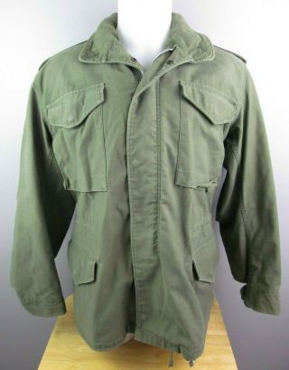Vintage Olive Drab Green Us Military Field Jacket Small Regular Hood