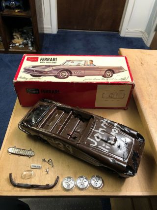 Ferrari Vintage Japan Tin Race Car & Box Old,