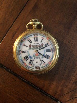 Vintage Arnex 17j Incabloc Pocket Watch With Cracked Glass (easily Repairable)