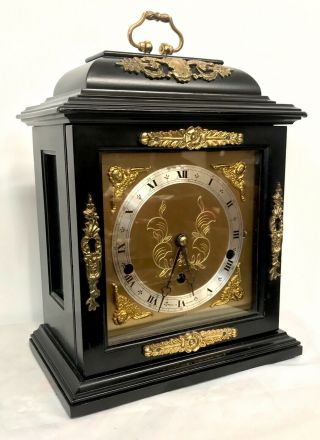 Ebonised Musical Bracket Mantel Clock By Elliott London : Auto Night Shut Off