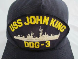 Rare Vintage Uss John King Navy Ball Cap Hat Ddg - 3 Ddg3 From 1989 Us Navy
