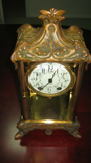 Antique Seth Thomas Crystal Regulator Mantle Clock