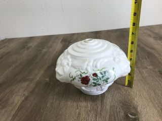 Rose Painted Lion Motif Milk Glass Base Globe Hurricane Table Lamp Part Vintage 7